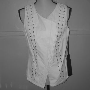 Bebe White leather vest